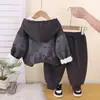 Conjunto de Ropa de Otoño e Invierno para Niños 2026 Nuevo Moda Sudadera con Capucha de Felpa para Niños Conjunto de Dos Piezas Ropa de Invierno para Bebé