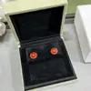 Brincos Redondos da Sorte Fanjia, Joias de Luxo Discretas para Mulheres, Pedra da Fortuna de Malaquita e Ágata Vermelha, Pingente Banhado a Ouro Rosa 18K