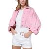 23 Amazon Comércio Exterior Nova Jaqueta Jeans Primavera e Outono Strass Franja Manga Longa Vermelho Rosa Jaqueta Jeans Fábrica