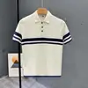 Camisa casual de punto para hombre con bloques de color y diseño calado, ropa fina de moda para hombre de verano, suéter con cuello, camiseta de manga corta, nuevo modelo 2026