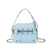 Bolso Cruzado de Cadena Mini de Nicho de Verano Coreano para Mujer, Nuevo Estilo de Verano con Remaches de Motocicleta Bolso Versátil Billetera para Monedas