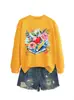 Amazon eBay Estação Independente Moda Casual Feminina Maçã Flor Rosa Lápis Livro Temperamento Gola Redonda Moletom Comércio Exterior