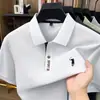 Camiseta de Manga Corta para Hombre de Algodón y Seda 2026 Nuevo Llegado de Verano Cuello Solapa Transpirable de Moda Bordado Camisa Polo Transfronteriza Hombre