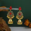 Brincos de Franja com Sino de Pérola Cravejados com Diamantes em Estilo Étnico Transfronteiriço para Mulheres, Design de Luxo Leve, Brincos Retrô, Brincos Boêmios
