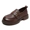 Mocasines cómodos de suela gruesa para mujer, nuevo estilo otoño 2026, versátiles, tacón grueso, slip-on, casual, estilo británico, zapatos de piel