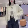 Venda Direta de Fábrica Outono 2025 Versão Coreana Versátil Emagrecedor Casual Design Solto Gola Alta Xadrez Diamante Jaqueta Curta Casaco Feminino