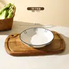 Conjunto de Tigelas e Pratos com Cor Underglaze Estilo Chinês, Louça de Cerâmica para Uso Doméstico, Tigelas, Pratos, Tigelas de Sopa, Tigelas de Macarrão, Colheres, Pratos de Frutas, Pratos de Jantar