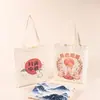 Bolsa Tote de Lona Cultural e Criativa do Festival do Meio Outono, Sacola de Compras de Algodão para Estudantes com Publicidade Corporativa, Estampa Completa e Logotipo
