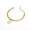 Pulseras con Alfabeto de 26 Letras Europeas y Americanas Transfronterizas para Mujer, Doble Capa, Joyería de Acero de Titanio con Clip de Papel de Moda, Al por Mayor en Stock