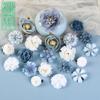 Terno de material DIY de flor de simulação azul flor artificial flor de seda flor para grampo de cabelo cocar chapéu de formatura flor adesiva decoração de bolsa de dor