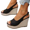 En stock: Sandalias de cuña estilo europeo y americano con punta abierta, talla grande, nuevo estilo verano 2026, plataforma, exportación transfronteriza, sandalias romanas para mujer.