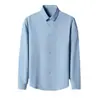 Nueva Camisa de Manga Larga para Hombre Otoño 2025, Casual de Negocios Color Sólido Corte Ajustado Cuello Campana Camisa Básica, Venta al por Mayor para Hombres