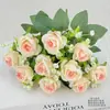 Flores artificiais, gipsofila, rosas com diamantes, pequenos buquês de flores de seda, flores falsas, arranjos florais, ornamentos para decoração de casamento e casa atacado
