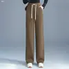 Pantalones Casuales Personalizados de Cintura Alta Rectos Sueltos Largos Otoño Invierno Con Terciopelo Adelgazantes Cubren Caderas 2026 Nuevos para Mujer