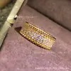 Anel Kaleidoscópio Família Fan para Mulheres, Réplica Kaleidoscópio Luxo Leve Ouro Rosa Ouro Branco Versão Alta Anel Nicho Trevo de Quatro Folhas