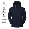Chaqueta con Logo Estampado, Impermeable, Cortavientos y Cálida para Hombre y Mujer para Exteriores, con Forro de Terciopelo Zorro Plateado, Ropa de Trabajo Tres en Uno