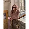 Camisa Masculina CUIYUNER Estilo Artístico Vintage Relaxado Listrada em Espinha de Peixe Tingida em Fio de Linho WWJ26004