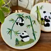 Set Lindo de Panda Arte de Pared Punto de Cruz Adornos Hechos a Mano 3D Bordado Lu Animal Bordado Inglés Materiales DIY