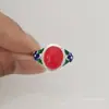 Anillo con Incrustaciones de Filigrana, Anillo Retro Palacio Azul Quemado Antiguo, Anillo de Filigrana de Plata Tailandesa, Regalo para Madre al por Mayor