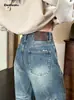 Equipe ideal Jeans Reto Versátil Cropped Lavado Vintage Desgastado para Mulheres 70001