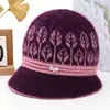 Sombrero de madre para mujeres de mediana edad y ancianas, otoño e invierno, cálido, con felpa adicional, gorro de lana tejido grueso, protección contra el frío, sombrero tipo cubo para abuela, señora mayor