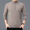 Suéter de Tricô Masculino 2025 Outono/Inverno Novo Gola Alta Meia Grossa Quente Casual Moda Suéter para Homens