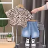 Conjunto de Camisa Ligera de Verano para Niños de 1 a 5 Años de Comercio Exterior, Nuevo Estampado de Leopardo Dos Piezas al por Mayor