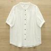 Camisa Feminina Artística e Fresca Colorida com Botões de Fio de Algodão de Camada Dupla, Camisa de Meia Manga de Algodão Puro Macia e Respirável para o Verão