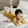 Ropa interior térmica de algodón puro para niños 10A antibacteriana para niños y niñas otoño e invierno dibujos animados ropa de casa bebé lana elástica pijama