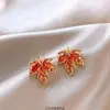 Aretes Ovalados Estilo Maillard Castaño Caramelo para Mujer, Aretes Vintage Otoño e Invierno, Novedad 2025