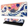 Alfombrilla de ratón Ukiyo-e japonés transfronteriza, alfombrilla de escritorio grande con olas, alfombrilla para teclado de computadora, soporte, personalización