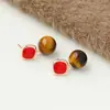 Brincos redondos de contas requintados para mulheres, simples, moda, atmosfera Maillard, brincos de nicho, moda