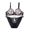 Ropa Interior Francesa Sexy de Encaje para Pecho Pequeño Sin Copas para Mujer Sujetador Push-Up Anti-Caída Conjunto de Sujetador Ultra Delgado de Verano