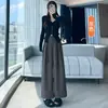 Pantalones cropped de cintura alta y pierna ancha para mujer, nuevo estilo de otoño, pantalones casuales holgados, efecto adelgazante, pantalones de traje de pierna recta