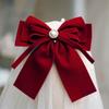 Nuevo Tostado Retro Ropa Tocado Novia Rojo Boda Terciopelo Lazo Horquilla Accesorios para el Cabello Celebridad de Internet Estilo Coreano