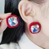 Nuevos Pendientes de Cristal Cuadrados Tridimensionales Afelpados Versátiles Brillantes de Felpa de Moda Elegantes para Mujer