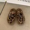 Pantuflas Baotou para Mujer Ropa de Exterior Hebilla de Cuero Aumentadoras de Altura Simples Suela Gruesa Piel Nuevo Forro de Felpa Piel Algodón Pantuflas para Mujer Cálidas