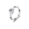 Anel de Casal Anel Feminino Prata Moda Aberto Ajustável Anel de Diamante Sintético Masculino Tanabata Joia para Namorada