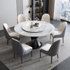 Combinação de Mesa de Jantar e Cadeira Luz de Luxo Luz Moderna Simples Doméstica Pequena Mesa Redonda com Mesa Giratória Mesa de Jantar Redonda