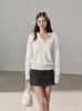 Estilo Coreano Simple Sudadera con Capucha Manga Larga Tejido de Punto para Mujer Otoño Capa Base Suéter Sudadera con Capucha Top 25770