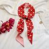 Vermelho Estilo Francês Amarrar Cabelo Primavera e Verão Fino Elegante Flor Lenço de Seda Decorativo Pequeno Lenço Fita Pequena Fita Longa