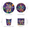 Mm313 Máscara de Carnaval Morada Ambiente Festival Fiesta Vajilla 8 Personas Set de 4 Piezas Plato de Papel Vaso de Papel