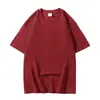 Fábrica de origem camiseta 260G de algodão puro pesado feita sob medida para homens e mulheres, cor sólida, gola redonda, manga curta, ombro caído, com estampas