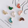 Accesorios de joyería DIY al por mayor cobre borde dorado incrustado circón luna lámina dorada doble colgante colgante aretes material