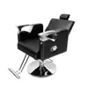 Silla de corte de pelo personalizada para barbería, silla de barbero negra ajustable, silla vintage reclinable y ajustable para salón de peluquería