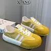 Zapatos de Entrenamiento Alemanes con Cordones de Piel de Vaca para Mujer, Zapatos de Punta Redonda que Hacen que los Pies Parezcan Más Pequeños, Tenis Casuales, Tenis Blancos, Zapatos de Tabla