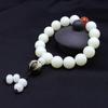 Pulsera de raíz de Bodhi de Jade Blanco con pulsera de Loto de raíz de Bodhi Wenwan pulsera para hombres y mujeres pulsera cuentas redondas suministro en vivo