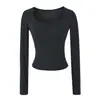 Conjunto de top corto estilo coreano picante para mujer, con cuello en U y manga larga, y falda larga de cintura alta adelgazante para primavera y otoño