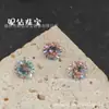 Pendientes Redondos de Zirconia Bicolor Wuzhou con Corazones y Flechas, Color Innovador Degradado, Diamante Suelto para DIY, Piedra Principal