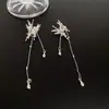 Diseño Aretes Inteligentes de Circonita Aretes de Mariposa Diamante Flash para Mujer Metalicos con Borla Metálica Frontal y Trasera Removible